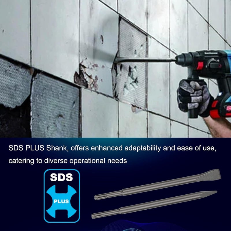 Phyxlyn 24-Inch SDS Plus Set, 3/4 Inch Flat Chisel and Point Chisel, Ideal for Concrete Demolition, Tile Removal Tool for SDS Plus Hammer Drill Attachment - Image 2